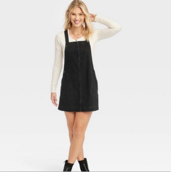 Universal Thread | Black Overall Jumper Dress - Picture 1 of 5